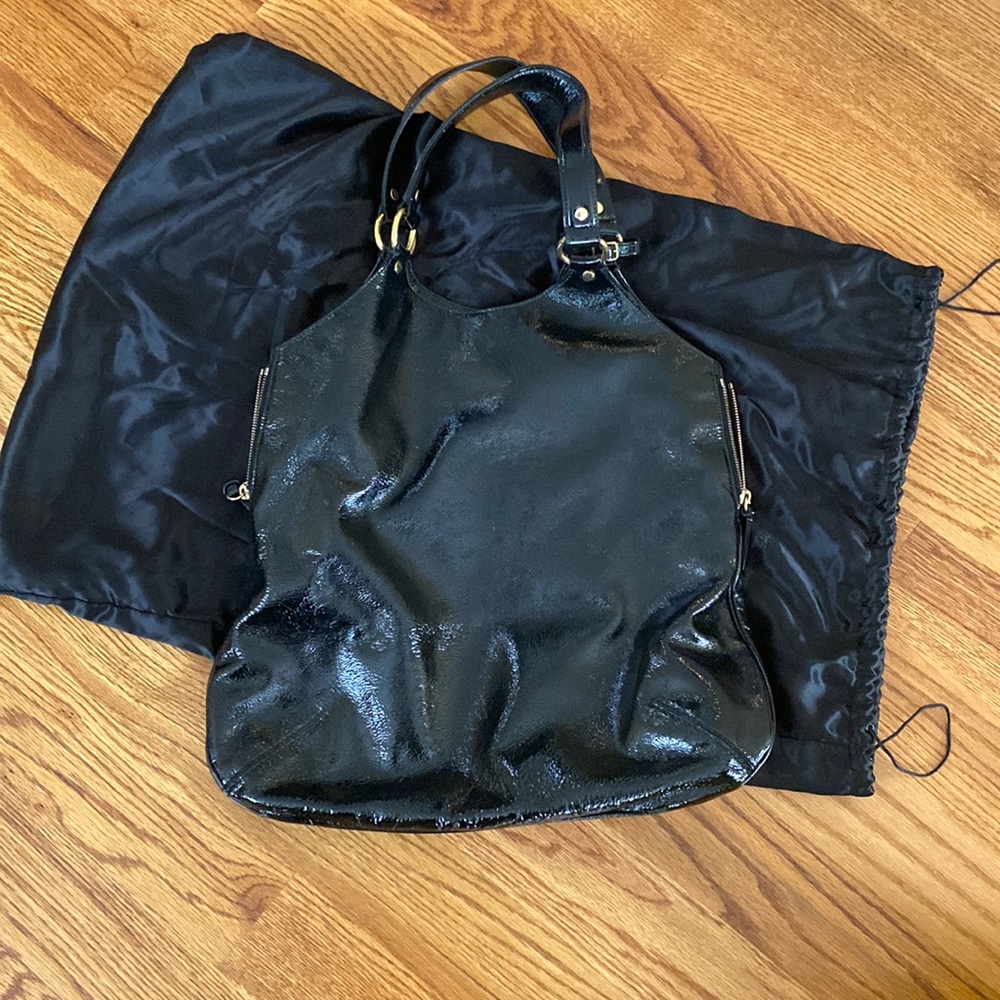 YSL Black Patent Leather Tribute Bag